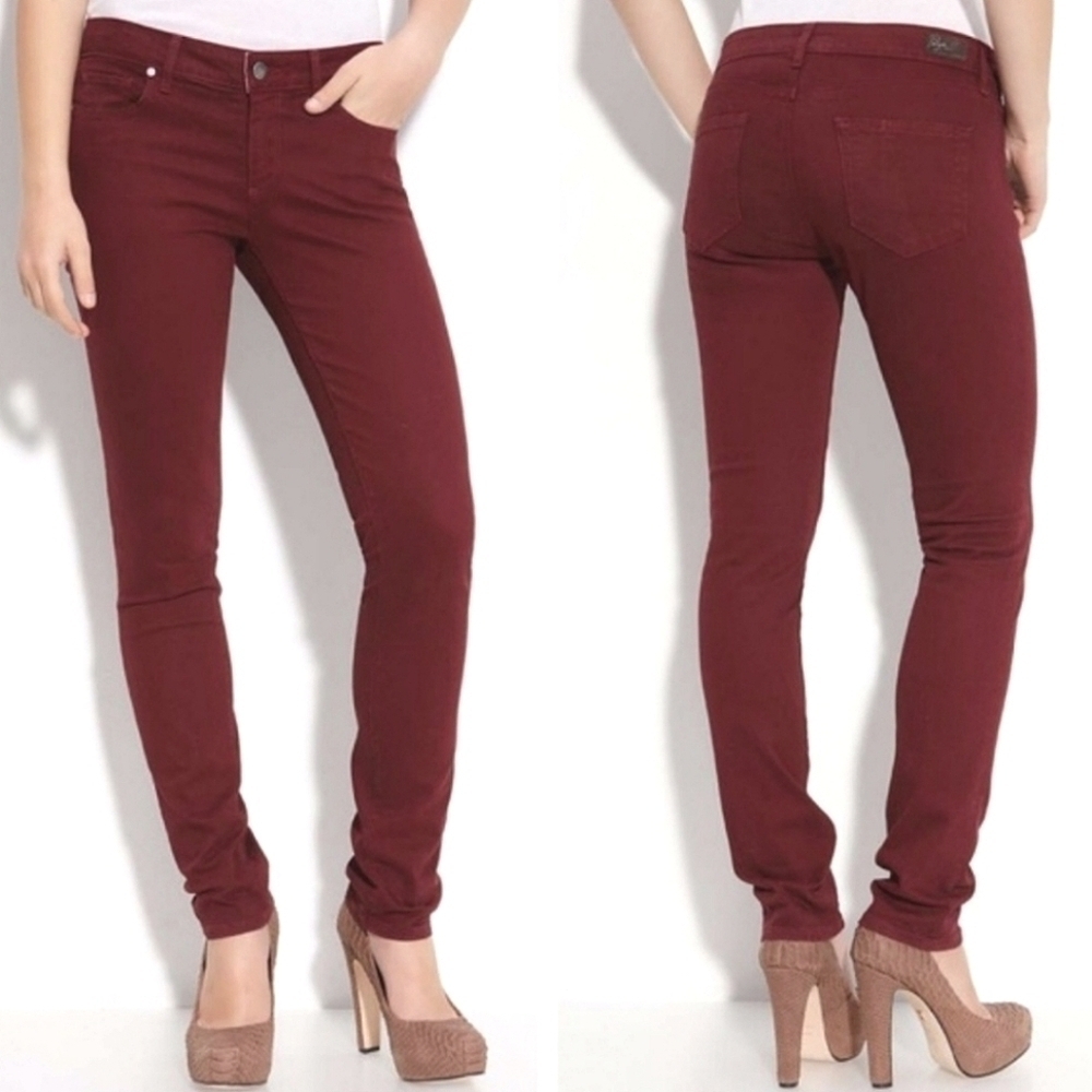 Paige Skyline Low Rise Skinny Jeans Rust Size 28